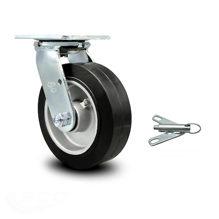 6 Inch Rubber On Aluminum Swivel Caster With Roller Bearing And Swivel Lock SCC